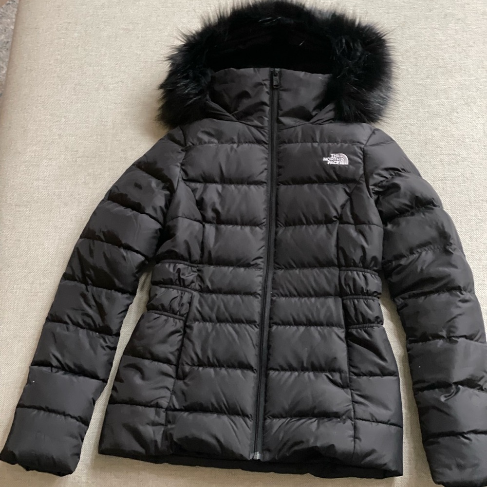 Women’s XS The Northface Black Hooded Puffer Coat